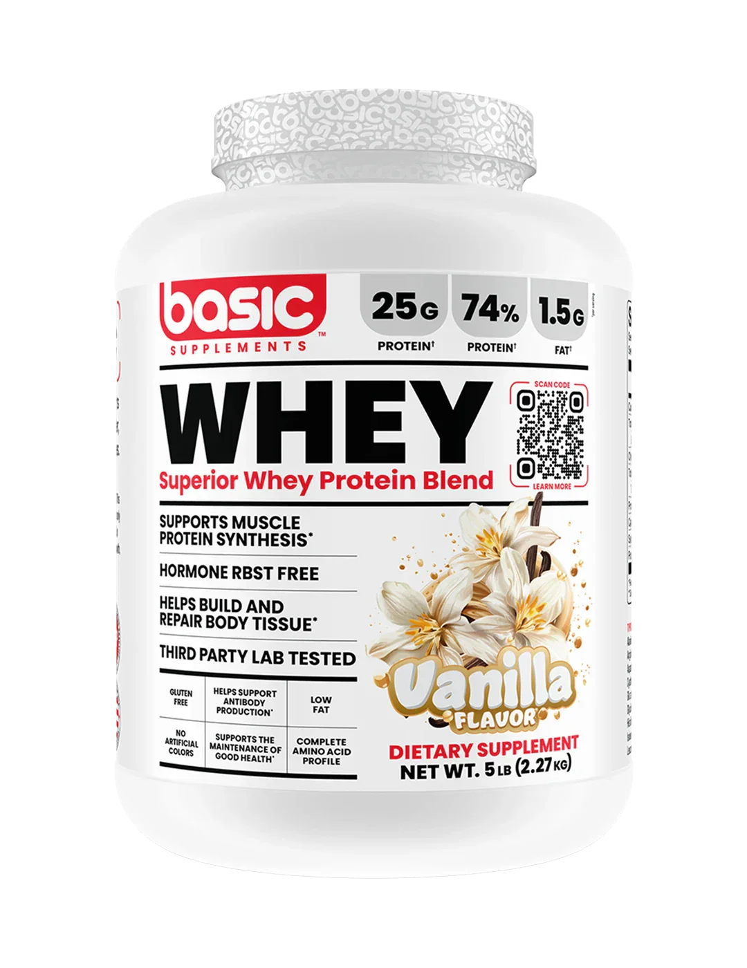 Basic Supplements Whey Protein Blend High-Quality Muscle Recovery Support Powder 5lb - Image 2