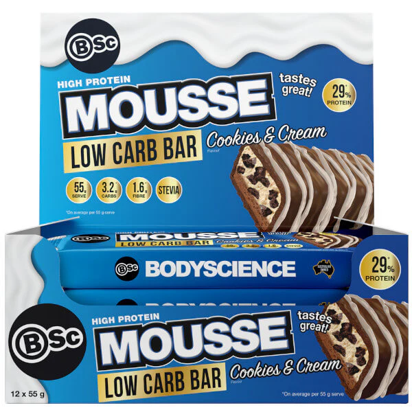 BSc Body Science High Protein Low Carb Mousse Bar 55g x12 - Image 3