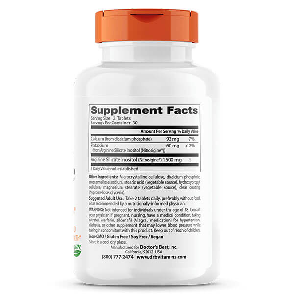 Doctor's Best Fast Acting Arginine Complex with Nitrosigine 60 Tablets - Image 2