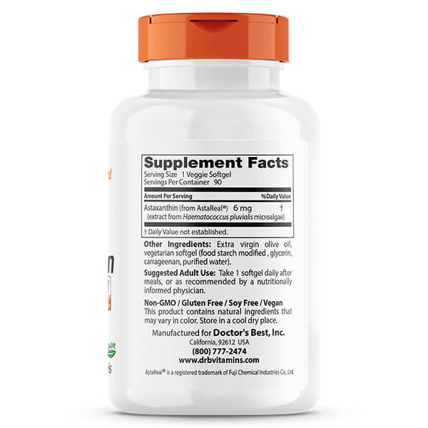 Doctor's Best Astaxanthin 6mg 90 Softgels - Image 2