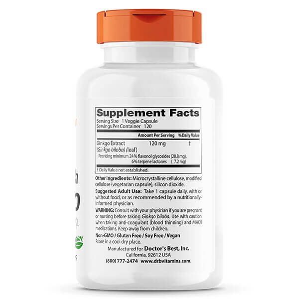 Doctor's Best Ginkgo Extra Strength 120mg 120 Veggie Caps - Image 2