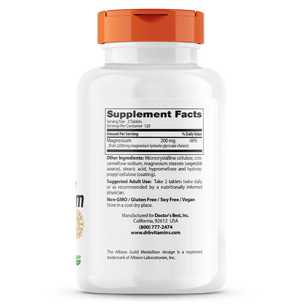 Doctor's Best High Absorption Magnesium 100mg 240 Tablets - Image 2