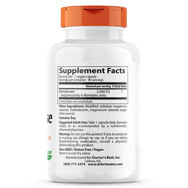 Doctor's Best Nattokinase 2,000 FU 90 Veggie Caps - Image 2