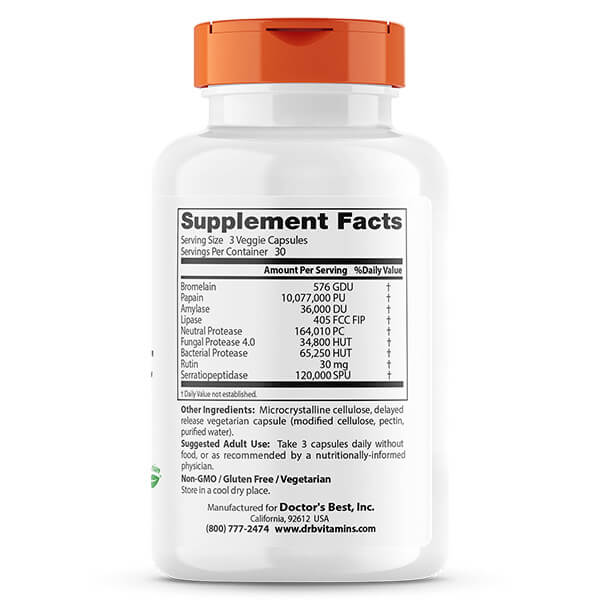 Doctor's Best Proteolytic Enzymes 90 Veggie Caps - Image 2