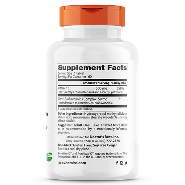 Doctor's Best Sustained Release Vitamin C with PureWay-C 500mg 60 Tabs - Image 2