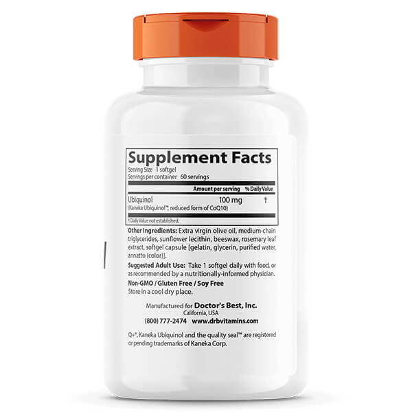 Doctor's Best Ubiquinol with Kaneka's QH 100mg 60 Softgels - Image 2