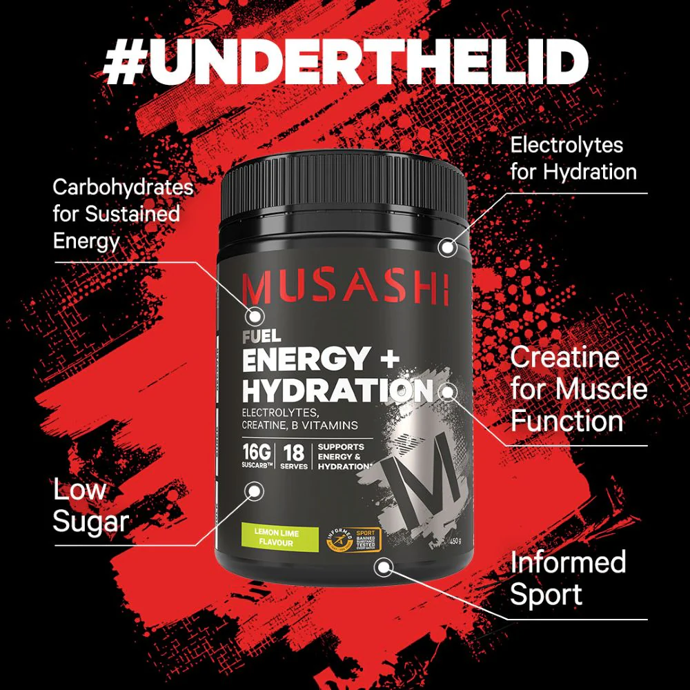 Musashi Energy + Hydration Powder 450g - Image 3