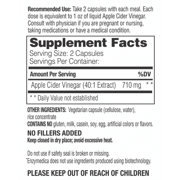 Enzymedica Apple Cider Vinegar 60 Caps - Image 3