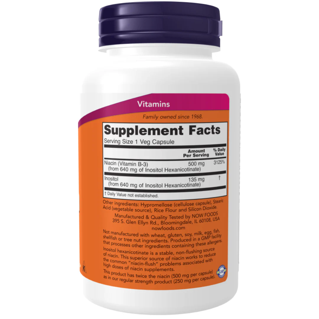 Now Foods Flush-Free Niacin 250 mg 90 Veg Capsules - Image 3
