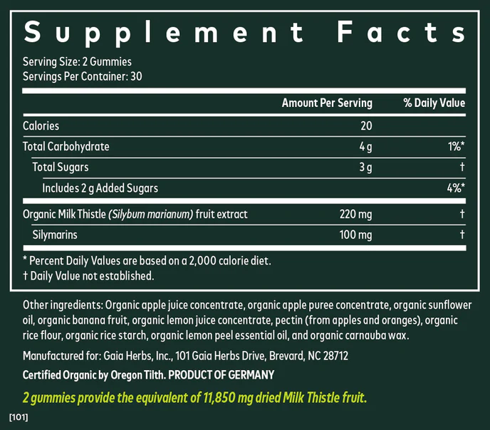 Gaia Herbs Milk Thistle Liver Support Gummies 60-Count Potent Extract - Image 4