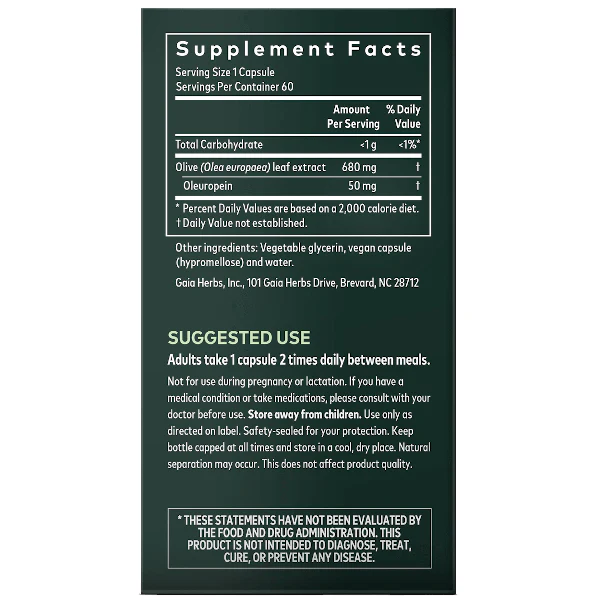 Gaia Herbs Olive Leaf 60 Caps - Image 3