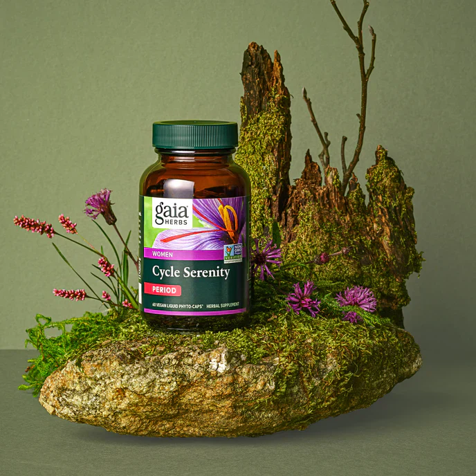 Gaia Herbs Period Cycle Serenity Saffron Mood Support 60 Capsules - Image 2