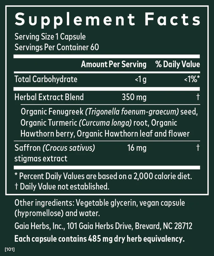 Gaia Herbs Period Cycle Serenity Saffron Mood Support 60 Capsules - Image 4