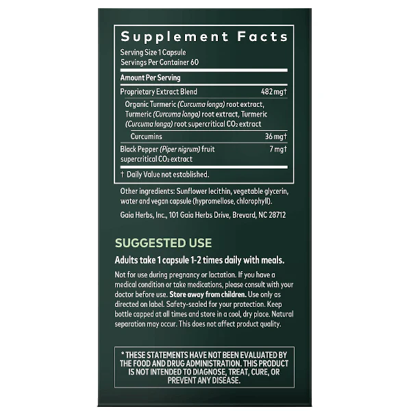 Gaia Herbs Turmeric Supreme Extra Strength 60 Caps - Image 3