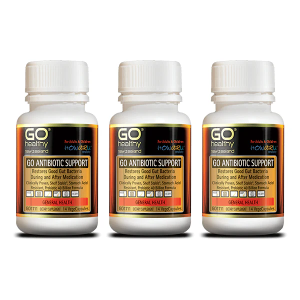 Go Healthy Go Antibiotic Support 14 Veggie Caps x3 (3x Bottles)