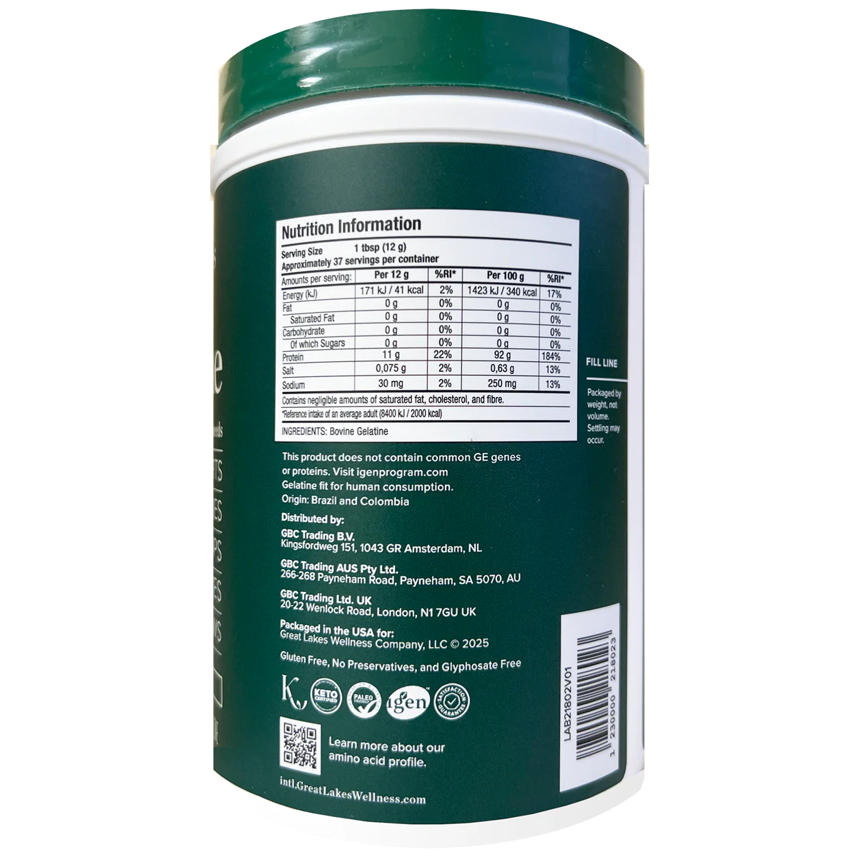 Great Lakes Wellness Beef Gelatine 454g - Image 2