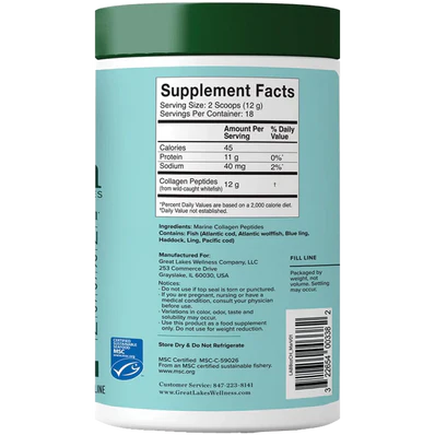 Great Lakes Wellness Sustainable Marine Collagen Peptides 227g - Unflavoured - Image 3