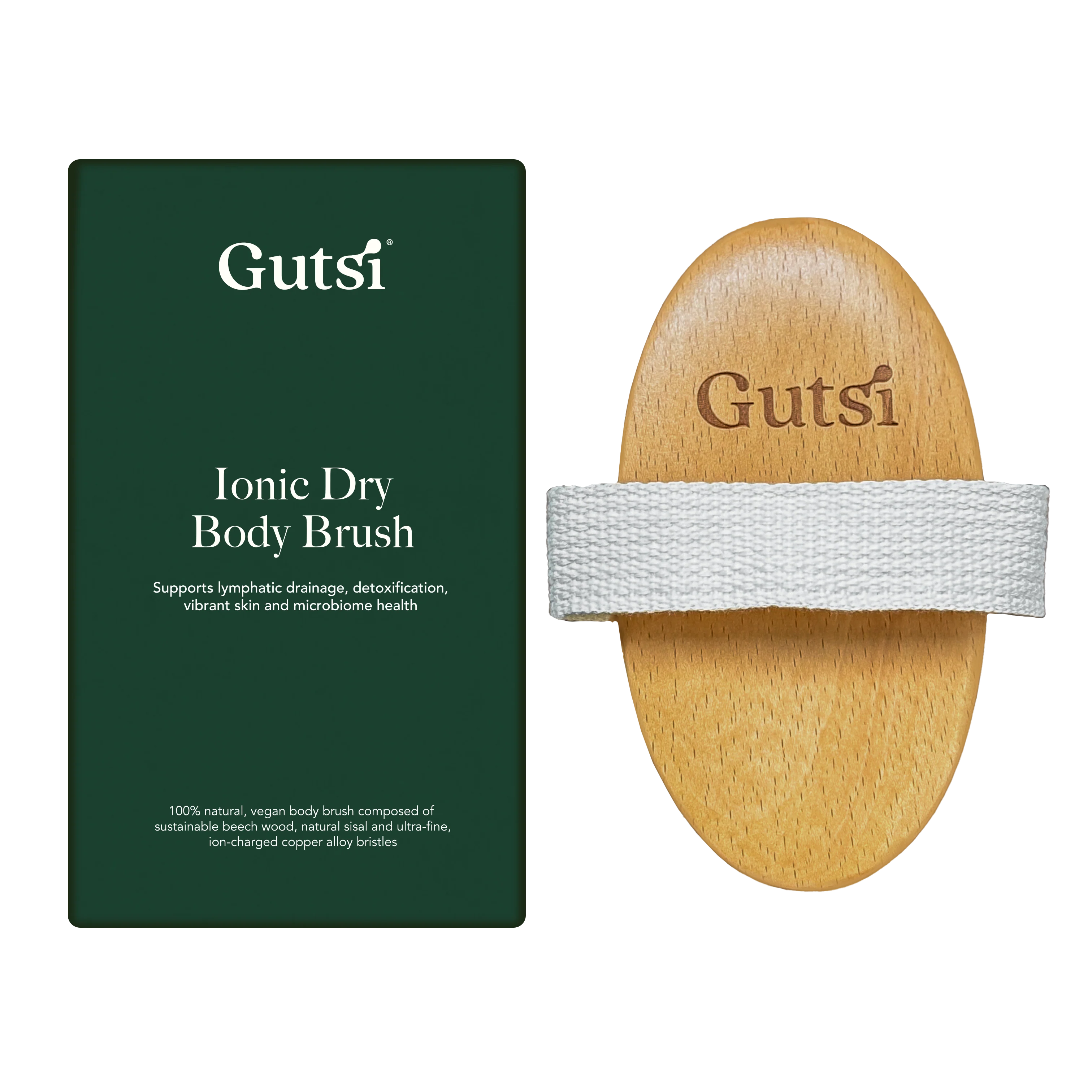Gutsi Ionic Dry Body Brush Natural Bristles Lymphatic Massage Handle - Image 2