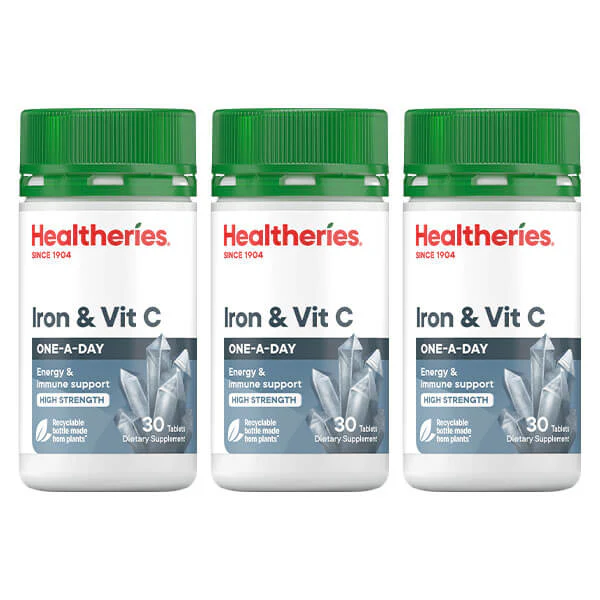 Healtheries Iron & Vitamin C 30 Tablets x3 (3x Bottles)