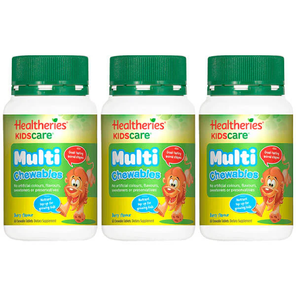 Healtheries KidsCare Multi 60 Chewable Tablets x3 (3x Bottles)