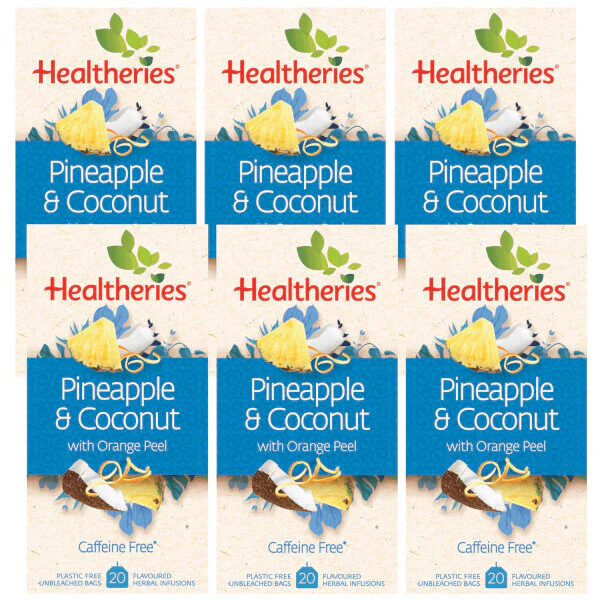 Healtheries Pineapple & Coconut Tea with Orange Peel 20 Bags x6 (6x Packages)