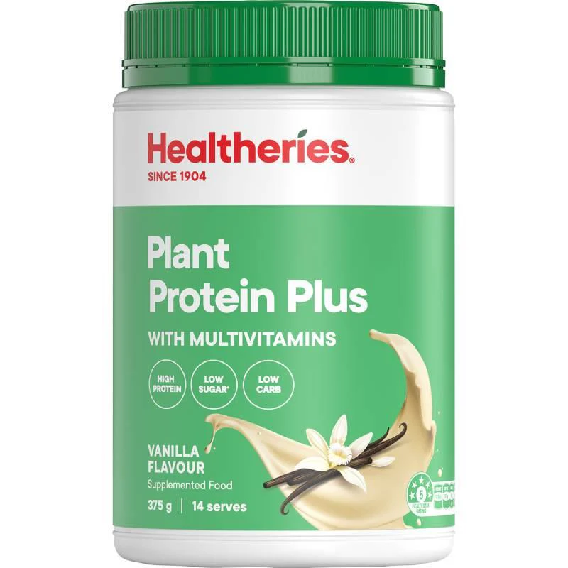 Healtheries Plant Protein Plus Vanilla 375g Powder With Multivitamins