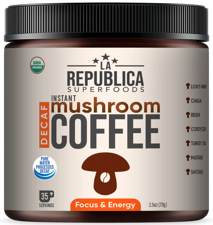 LA Republica Instant Mushroom Coffee Decaf 70g - Image 2