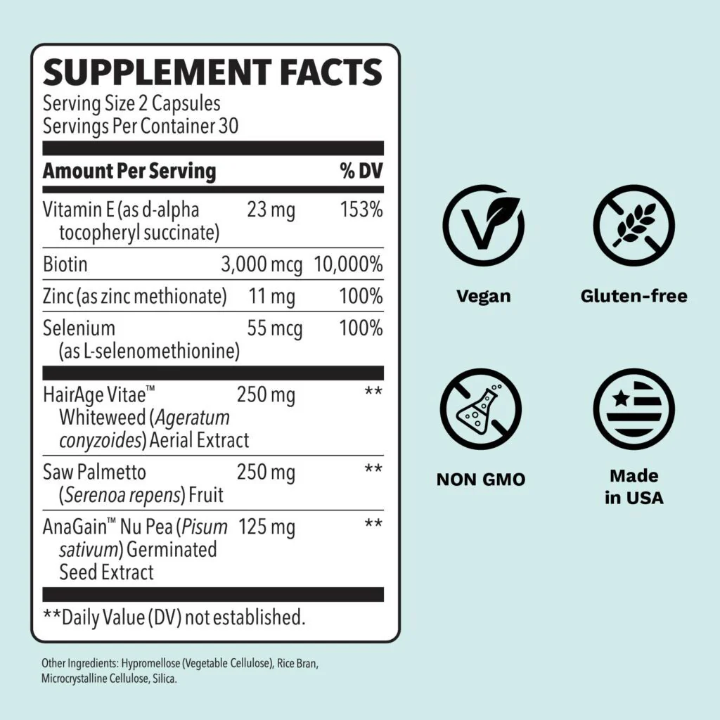 LifeSeasons Hair Gro-R 60 Capsules Biotin Zinc Saw Palmetto - Image 2