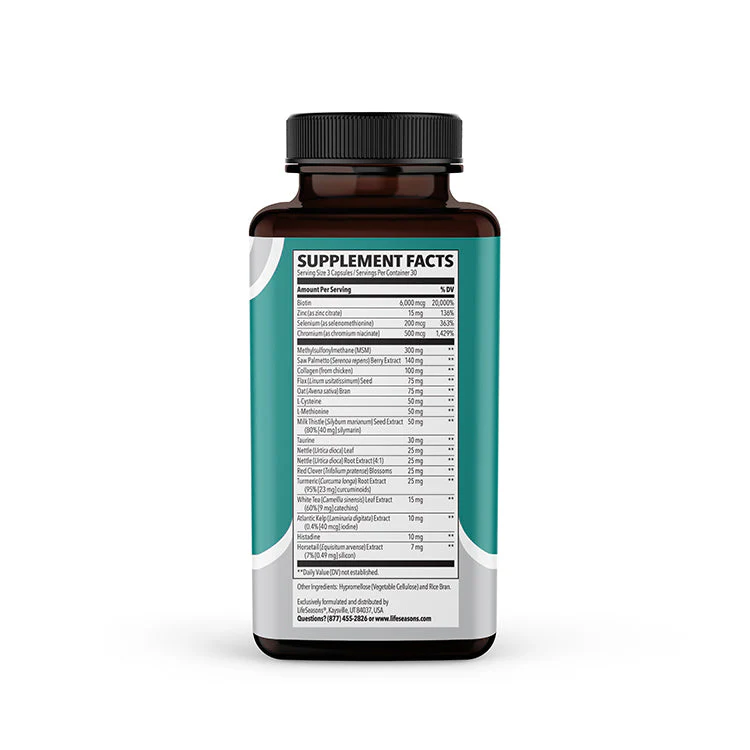 LifeSeasons Hair Gro-R 60 Capsules Biotin Zinc Saw Palmetto - Image 3