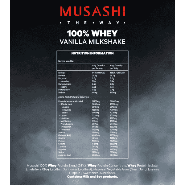 Musashi 100% Whey 2kg + FREE Musashi BCAA 60 Caps - Image 5