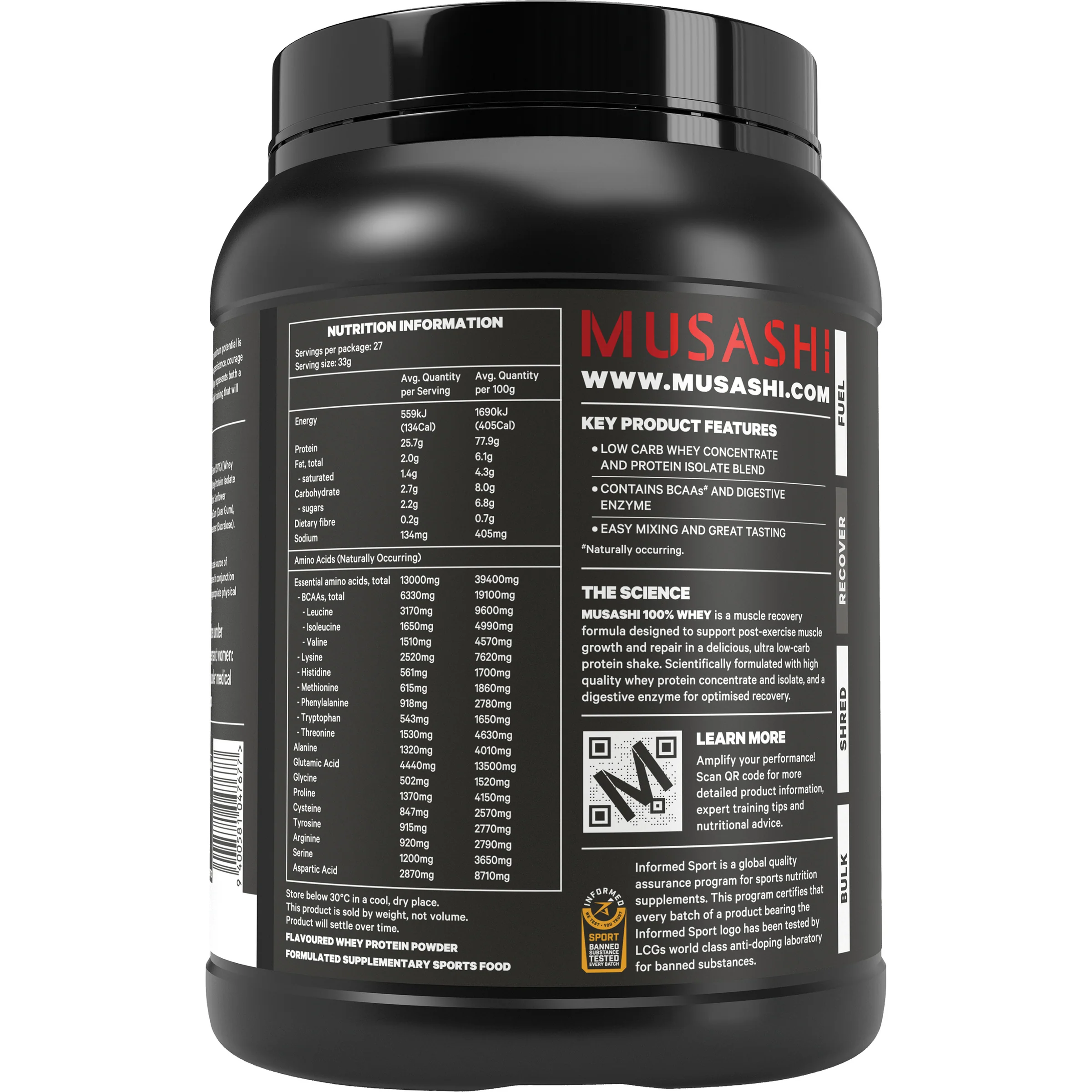 Musashi 100% Whey 900g - Image 3