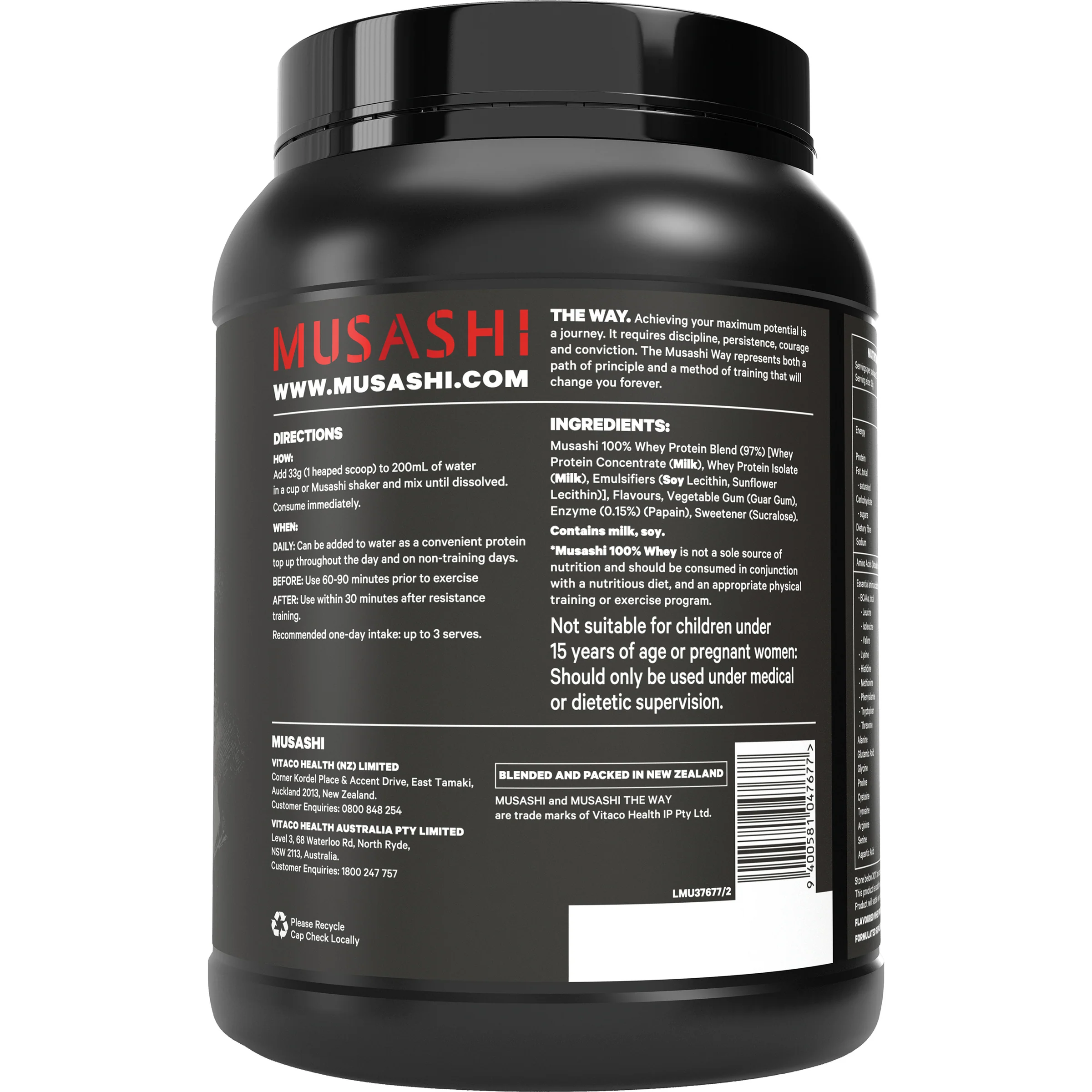 Musashi 100% Whey 900g - Image 4