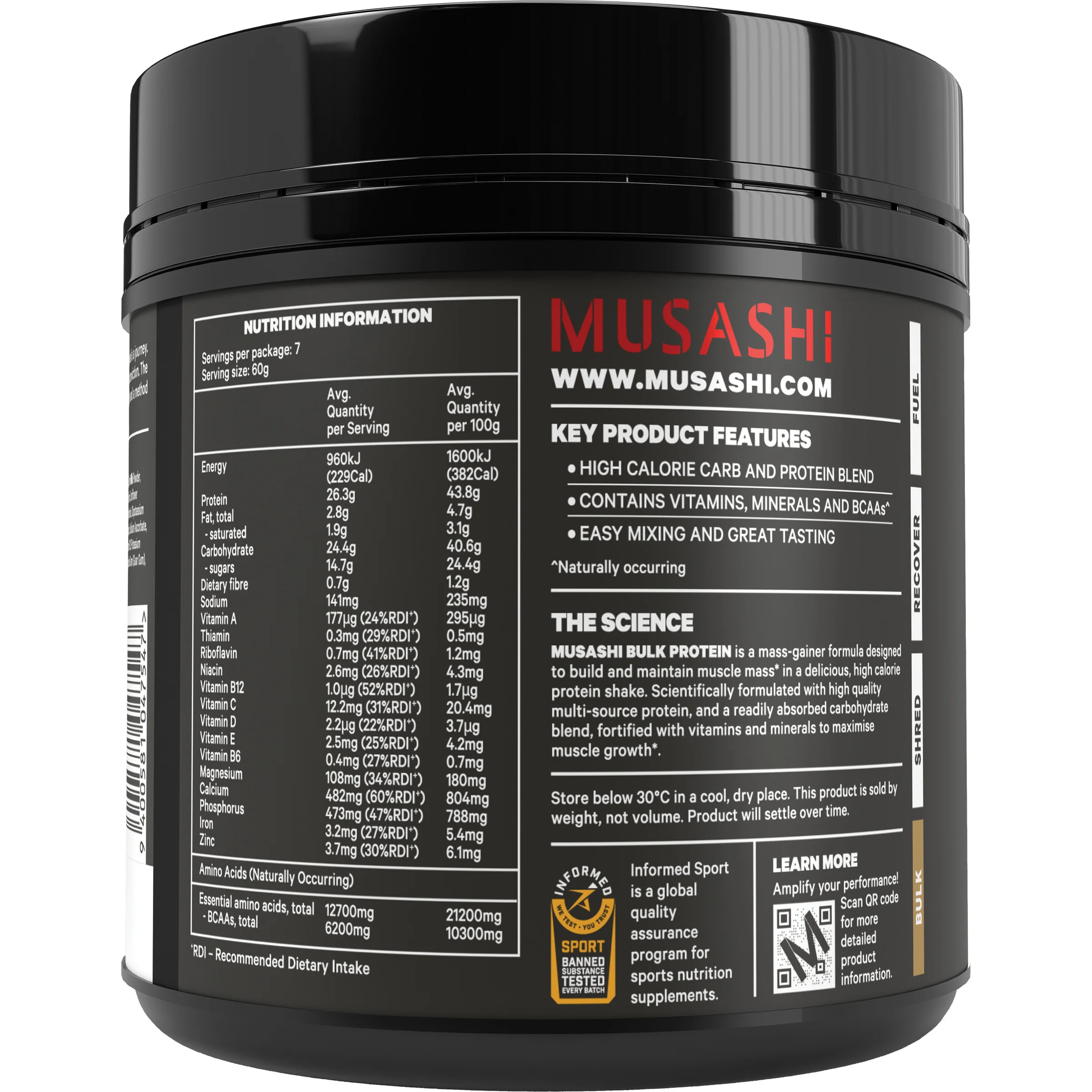 Musashi Bulk Protein 420g - Image 3