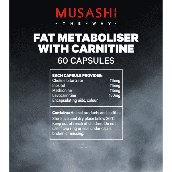 Musashi Fat Metaboliser with Carnitine 60 Caps - Image 5