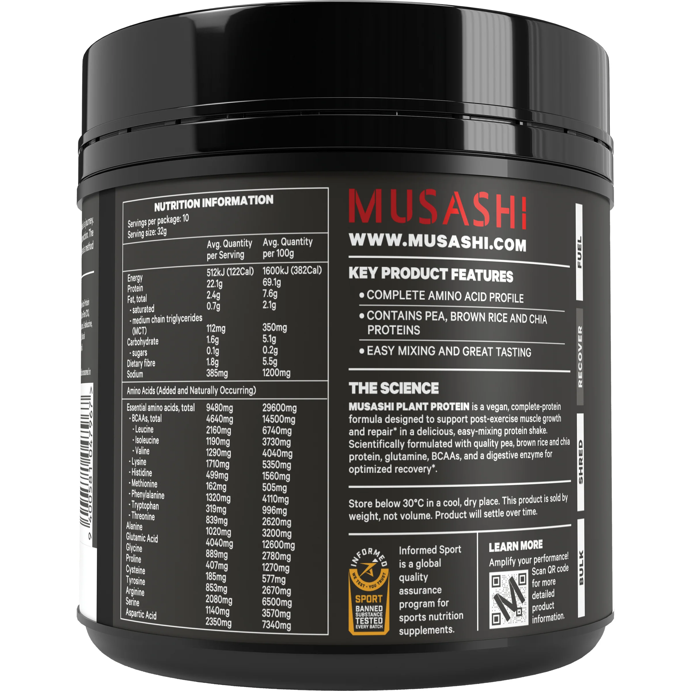 Musashi Plant Protein 320g - Image 3