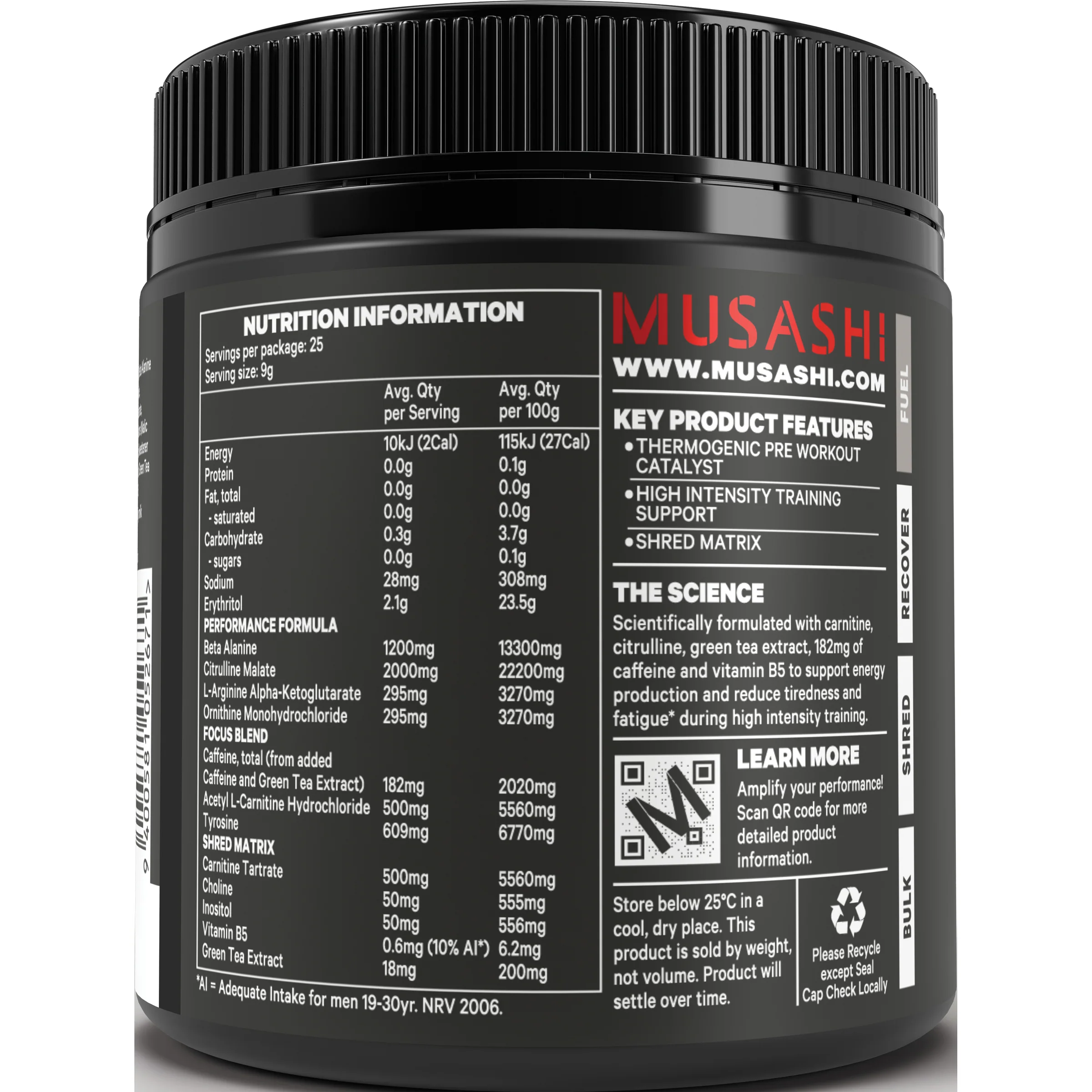 Musashi Pre-Workout Shred 225g - Image 5