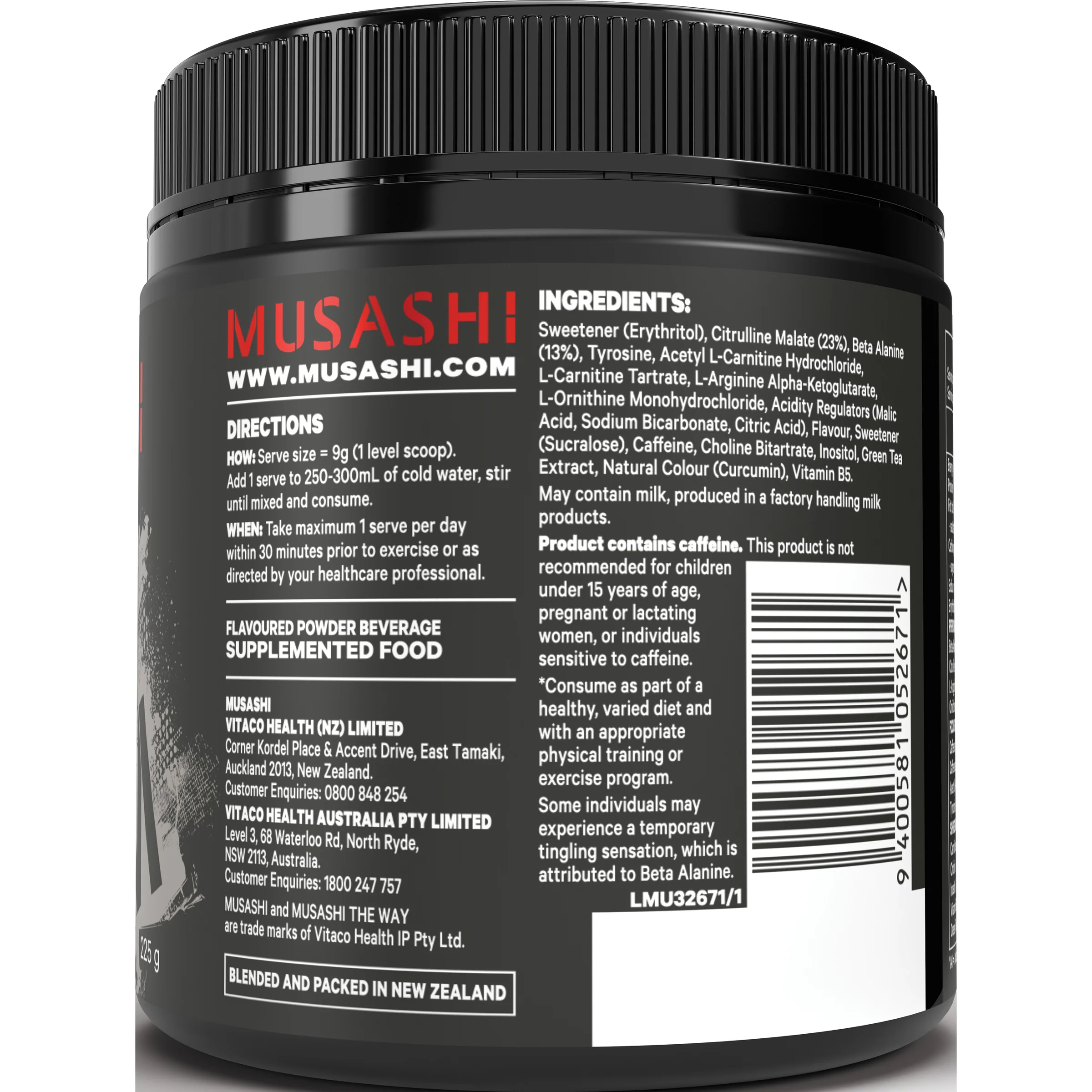 Musashi Pre-Workout Shred 225g - Image 6