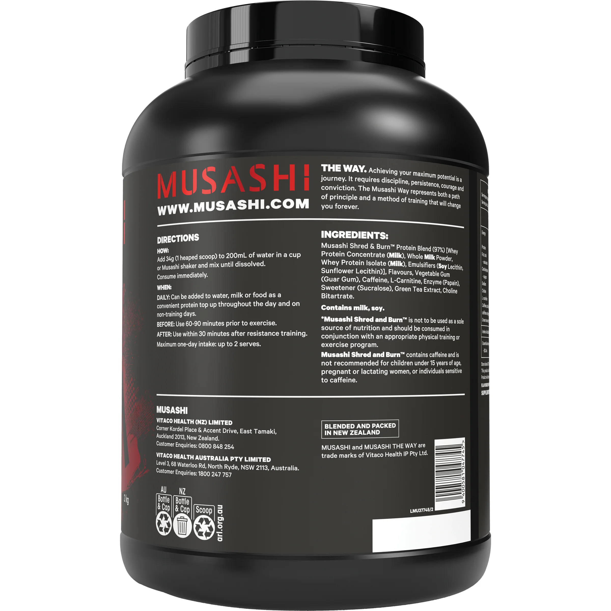 Musashi Shred & Burn Protein 2kg - Image 5