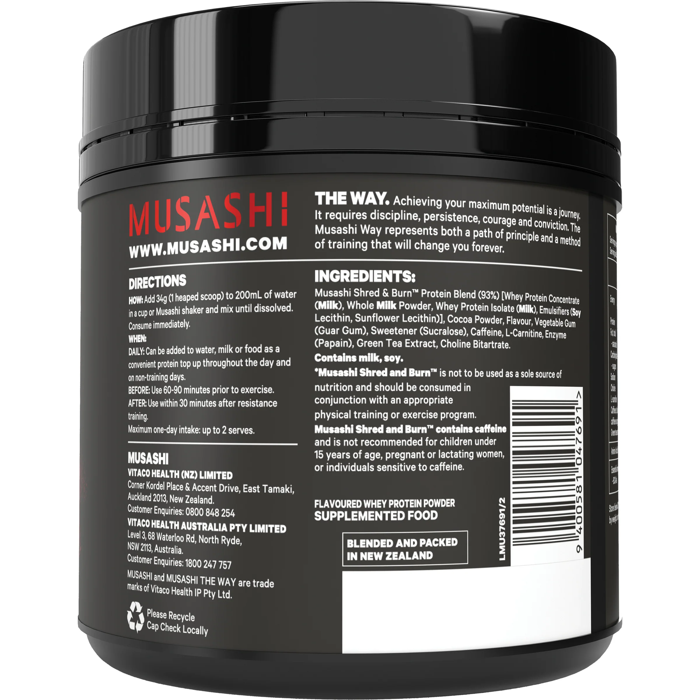 Musashi Shred & Burn Protein 340g - Image 4