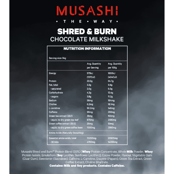 Musashi Shred & Burn Protein 340g - Image 9