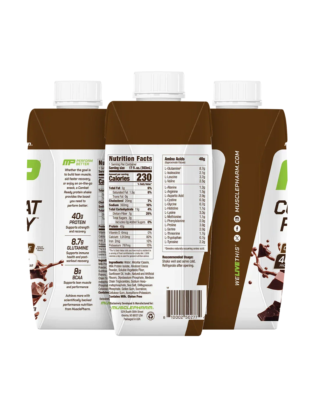MusclePharm Combat Ready High Protein Shakes 500ml - Image 3