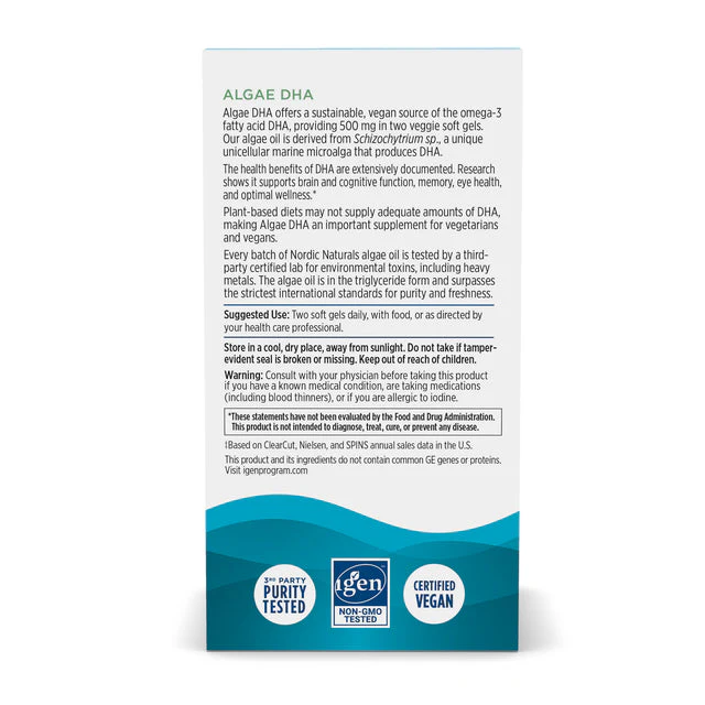 Nordic Naturals Algae DHA 60 Softgels - Image 2