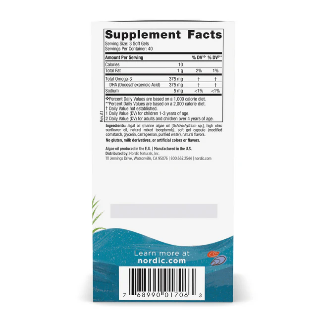 Nordic Naturals Children's DHA Vegetarian 120 Softgels - Image 2