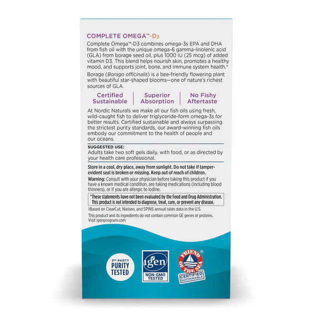 Nordic Naturals Complete Omega D3 60 Softgels - Image 3