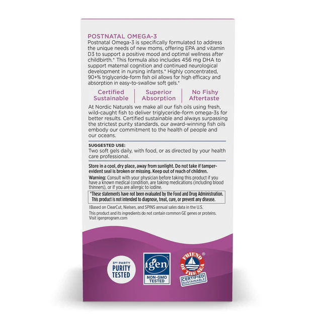 Nordic Naturals Postnatal Omega-3 60 Softgels - Image 3