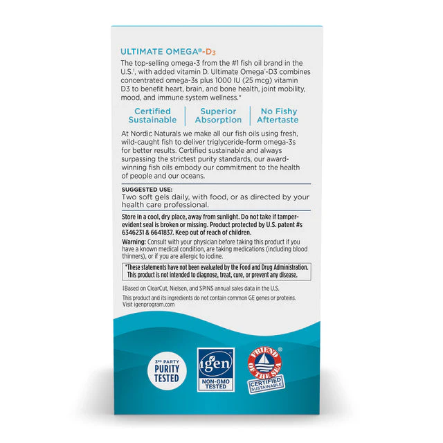 Nordic Naturals Ultimate Omega D3 60 Softgels - Image 3