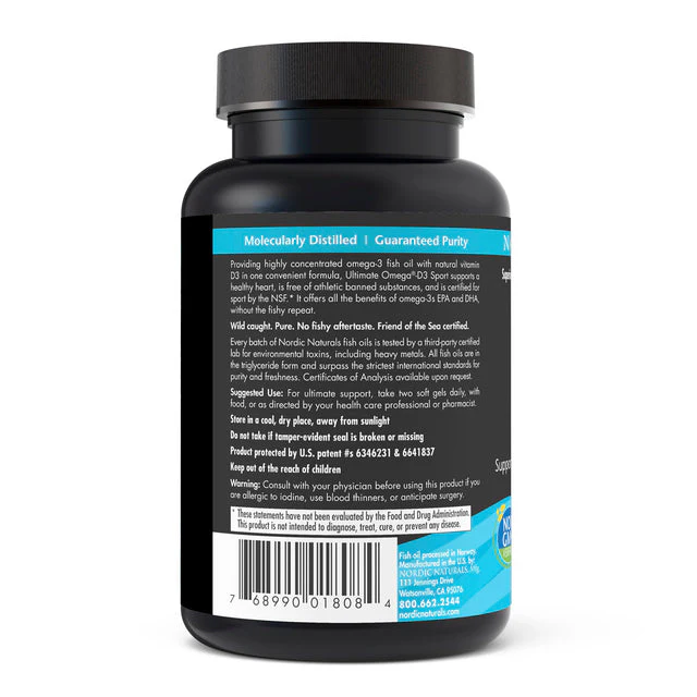 Nordic Naturals Ultimate Omega D3 Sport 60 Softgels - Image 2