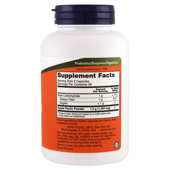Now Foods Apple Pectin 700mg 120 Veggie Caps - Image 2