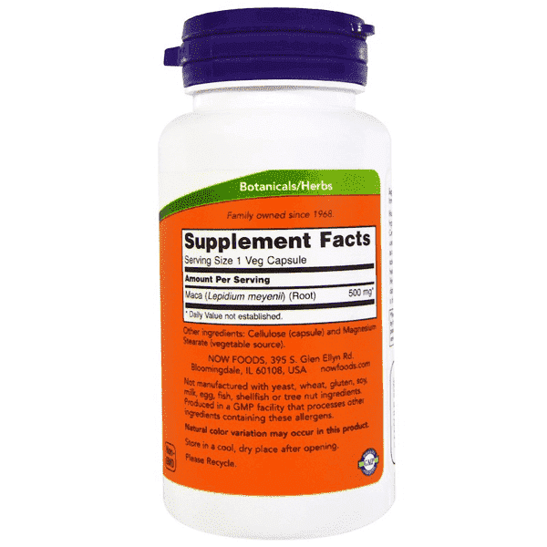 Now Foods Maca 500mg 100 Veggie Caps - Image 2