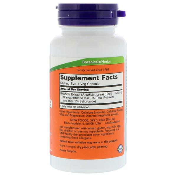 Now Foods Rhodiola 500mg 60 Veggie Caps - Image 2